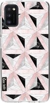 Casetastic Samsung Galaxy A41 (2020) Hoesje - Softcover Hoesje met Design - Marble Triangle Blocks Pink Print