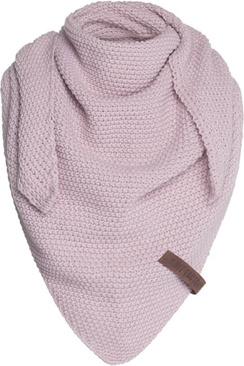 Knit Factory Coco Gebreide Omslagdoek Junior - Kindersjaal - Sjaal meisje - Wintersjaal - Driehoek Sjaal - Stola - Wollen sjaal - Roze sjaal - Roze - 140x60 cm