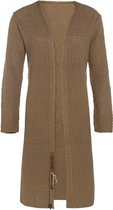 Knit Factory Luna Lang Gebreid Vest New Camel - Gebreide dames cardigan - Lang vest tot over de knie - Bruin damesvest gemaakt uit 30% wol en 70% acryl - 40/42