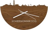 Skyline Klok Schiermonnikoog Notenhout - Ø 40 cm - Woondecoratie - Wand decoratie woonkamer - WoodWideCities