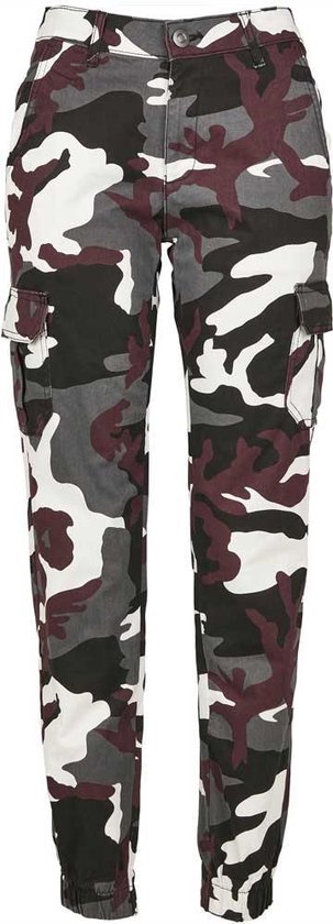 Urban Classics - High Waist Camo Cargobroek - Taille, 26 inch - Rood