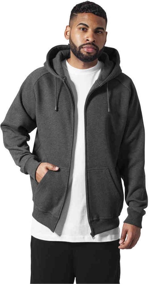 Urban Classics Blank Zip Hoody Heren Vest met capuchon – L Houtskool