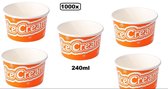 1000x IJsbeker IceCream 240ml oranje karton - schepijs softijs ijsje zomer