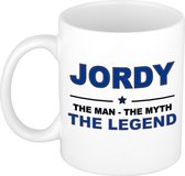 Jordy The man, The myth the legend cadeau koffie mok / thee beker 300 ml