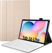 Bluetooth Toetsenbord geschikt voor Samsung Galaxy Tab S6 Lite Toetsenbord & Hoes - QWERTY Keyboard case - Auto/Wake functie - Goud