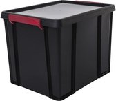 IRIS OHYAMA Stapelbare opbergdoos met deksel - Multibox - MBX-38 - Plastic - Zwart, rood en transparant - 38 L