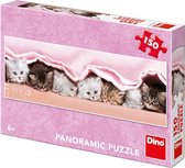 Dino Panoramic Puzzel Kittens onder een Dekentje 150 stukjes
