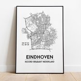 Eindhoven city poster, A3 zonder lijst, plattegrond poster, woonplaatsposter, woonposter