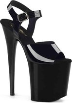 Pleaser Sandaal met enkelband, Paaldans schoenen -39 Shoes- FLAMINGO-808N Paaldans schoenen Zwart