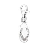 Quiges - 925 Zilver Charm Bedel Hanger Slipper Wit met Zirkonia - HC058