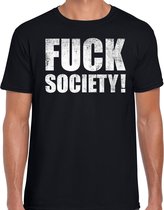 Fuck society protest t-shirt zwart voor heren - staken / protesteren / statement / demonstratie shirt M