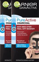 Garnier Skinactive Face Pure Active Peel-off Anti Mee-eter Gezichtsmasker Charcoal - 2 stuks