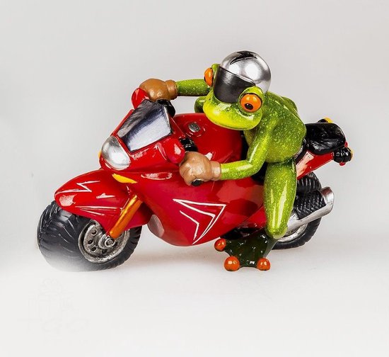 Grenouille sur cadeau de passionné de moto figurine moto
