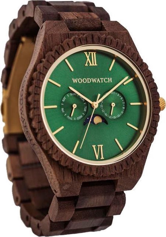 De officiële WoodWatch | Emerald Jungle | Houten horloge heren