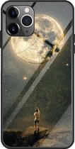 Voor iPhone 11 Pro Max kleurrijke geschilderde glazen behuizing (maan)