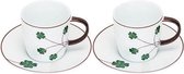 SAC ET SOUCOUPE ESPRESSO 11CL SET 2 FEUILLES DE TRÈFLE - D6XH6CM - SOUCOUPE D11.5CM