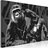 Schilderijen Op Canvas - Schilderij - Pop Art Monkey (1 Part) Narrow Grey 90x60 - Artgeist Schilderij