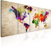 Schilderijen Op Canvas - Schilderij - World Map: Painted World 200x80 - Artgeist Schilderij