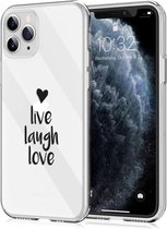 iMoshion Hoesje Geschikt voor iPhone 11 Pro Hoesje Siliconen - iMoshion Design hoesje - Transparant / Zwart / Live Laugh Love