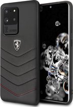 Backcase hoesje - Ferrari - Effen Zwart - Leer geschikt voor Samsung Galaxy S20 Ultra