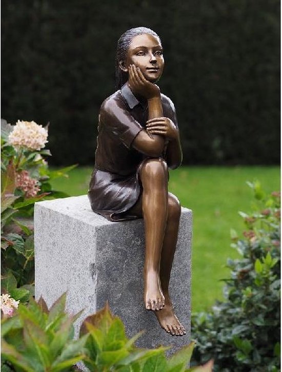 Tuinbeeld - beeld - Denkend meisje - - 67 cm | bol.com