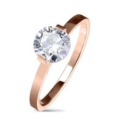 Ring Dames - Ringen Dames - Ringen Vrouwen - Rosé Goudkleurig - Gouden Kleur - Ring - Verleidelijk Steentje - Solitaire