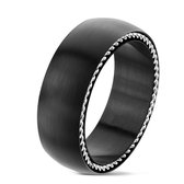 Ringen Mannen - Zwarte Ring - Heren Ring - Ring Heren - Ring - Ringen - Met Speciale Zilverkleurige Kabel - Cable