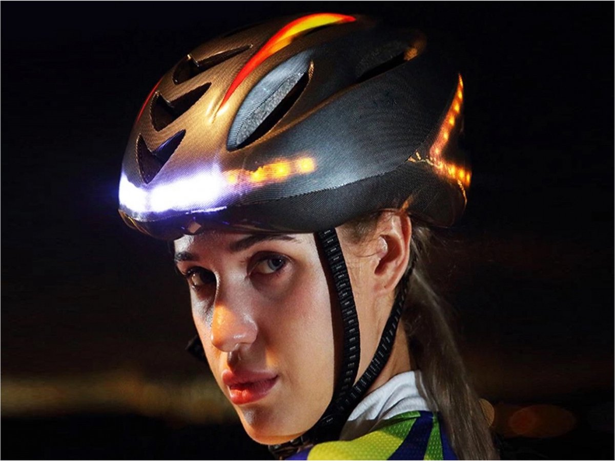 zuurgraad Informeer overschot Smart Helm / fietshelm met verlichting en richtingaanwijzers, extra veilig  voorlicht,... | bol.com