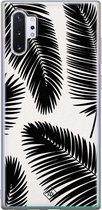 Samsung Note 10 Plus hoesje siliconen - Palm leaves silhouette | Samsung Galaxy Note 10 Plus case | zwart | TPU backcover transparant