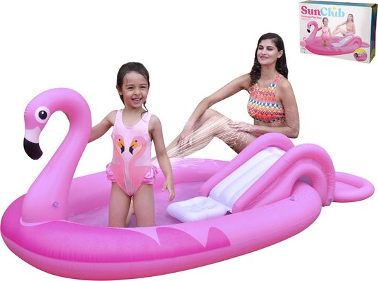 Kinderzwembad Flamingo met Glijbaan 213x123x78cm