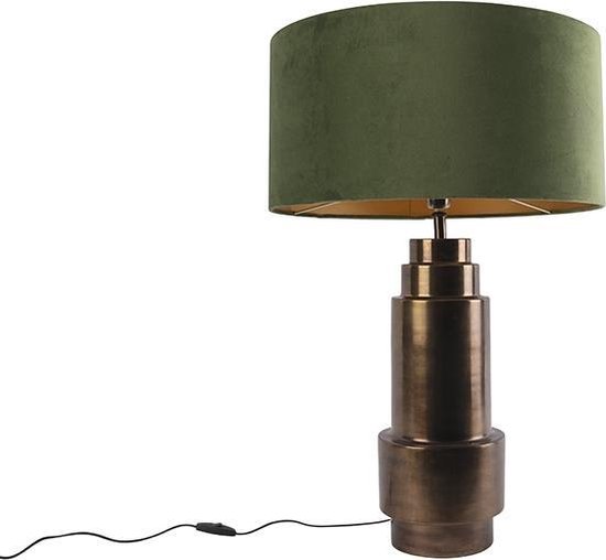 QAZQA bruut - Art Deco Tafellamp met kap - 1 lichts - H 760 mm - Groen - Woonkamer | Slaapkamer