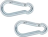 14x stuks karabijnhaak / karabijnhaken verzinkt staal 8 cm - snaphooks/ carabiners