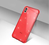 Glitter Shock case geschikt voor Apple iPhone X / Xs - rood met Privacy Glas