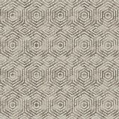Hexagone dessin beige/bruin modern (vliesbehang, bruin)