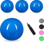 Relaxdays 4x fitnessbal 55 cm - pompje - gymbal - zitbal - yogabal - pilatesbal - blauw