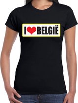 I love Belgie landen t-shirt zwart dames - Belgie landen shirt / kleding - EK / WK / Olympische spelen outfit S