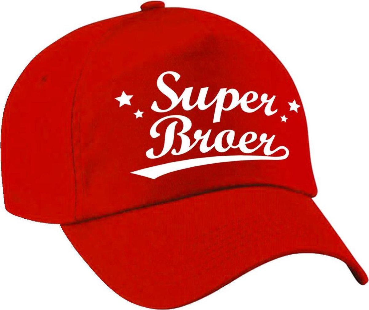 Afbeelding van product Bellatio Decorations  Super broer cadeau pet / baseball cap rood voor heren - kado voor broers
