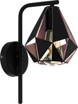 EGLO Carlton 4 Wandlamp - E27 - 31,5 cm - Zwart/Koper