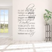 Muursticker In Dit Huis Hebben We Plezier.. - Donkergrijs - 108 x 60 cm - woonkamer nederlandse teksten