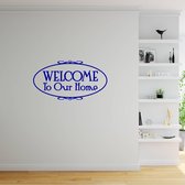 Muursticker Welcome To Our Home -  Donkerblauw -  80 x 43 cm  -  woonkamer  engelse teksten  alle - Muursticker4Sale