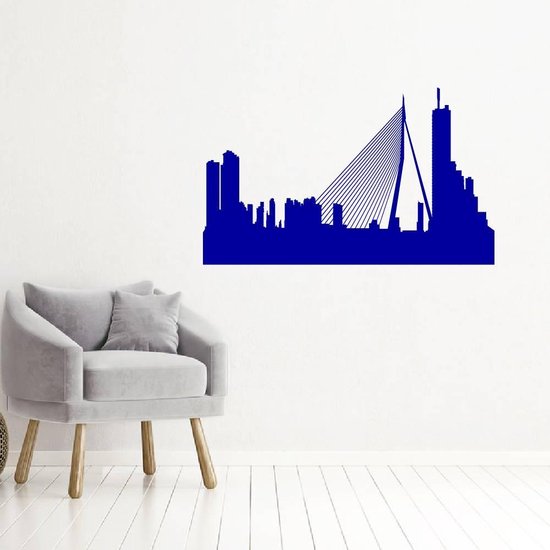 Muursticker Rotterdam - Donkerblauw - 120 x 74 cm - woonkamer steden alle