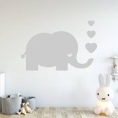 Muursticker Olifant Met Hartjes -  Zilver -  100 x 71 cm  -  baby en kinderkamer  alle  dieren - Muursticker4Sale