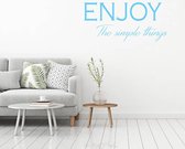 Muursticker Enjoy The Simple Things -  Lichtblauw -  80 x 36cm  -  slaapkamer  engelse teksten  woonkamer  alle - Muursticker4Sale