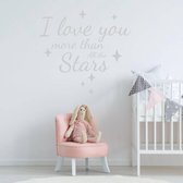 Muursticker I Love You More Than All The Stars -  Zilver -  40 x 42 cm  -  engelse teksten  baby en kinderkamer  alle - Muursticker4Sale