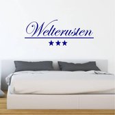 Muursticker Welterusten Met Sterren - Donkerblauw - 80 x 29 cm - nederlandse teksten slaapkamer