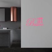 Muursticker Bistro (Met Bestek) - Roze - 120 x 60 cm - keuken engelse teksten