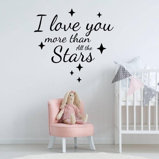 Muursticker I Love You More Than All The Stars - Oranje - 40 x 42 cm - engelse teksten baby en kinderkamer