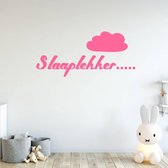 Muursticker Slaaplekker Met Wolk -  Roze -  160 x 74 cm  -  baby en kinderkamer  nederlandse teksten  alle - Muursticker4Sale