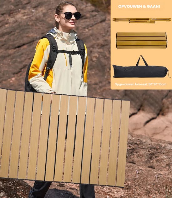 Camping klaptafel - Buitentafel - Draagbare opvouwbare picknicktafel - Eettafel met één laag - Voor tuin, wandelen, barbecue, vissen, picknick - 90 cm van Merkloos — afbeelding 4
