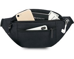Outdoor Sport Heuptas - Multifunctionele Vrijetijdsreis Crossbody Borsttas - Waterdichte Fitness Hardloop Telefoon Opbergtas - Universeel voor Mannen en Vrouwen - Reizen - Wandelen - Telefoon - Paspoort - 20x15x14.2cm - Zwart